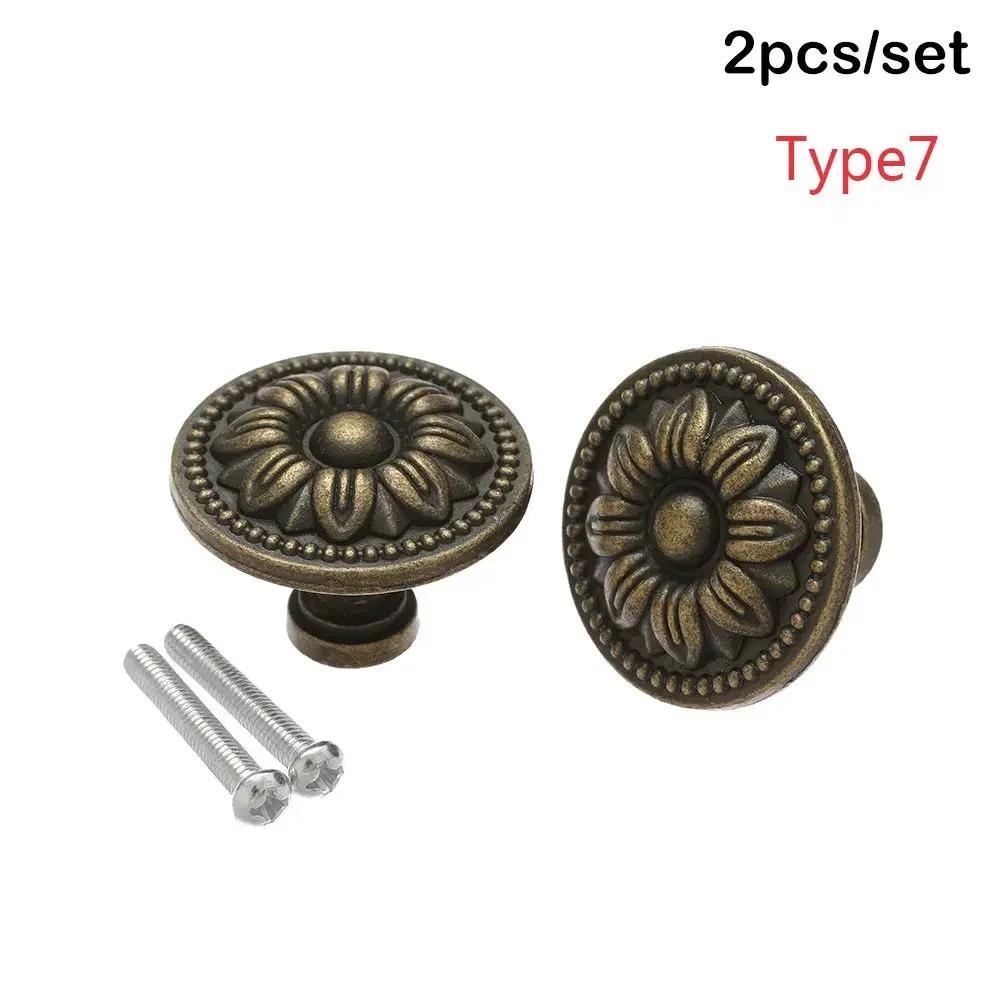 2Pcs Antique Style Pull Handles Bronze Tone Retro Alloy Kitchen Drawer Cabinet Door Knobs Furniture Hardware Fittings