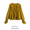 Kaslead New Women Clothes Western Style Fashion Draping Effect Laminated Decoration Top 5039211 515