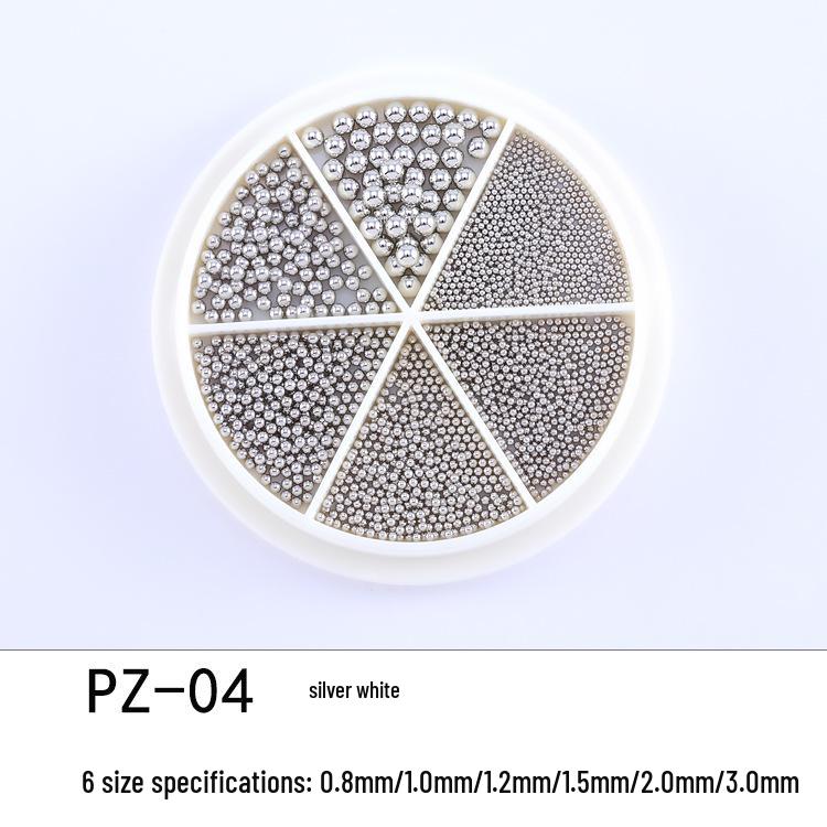 6-Grid Mixed Metal Nail Art Steel Balls Turntable