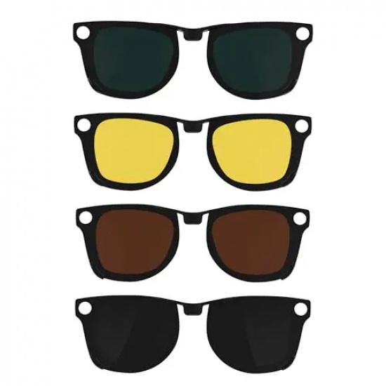 2Pcs Polarized Color-Changing Clip-on Lenses for Smart Glasses, M Size for All-Day Vision & Fashion чёрный