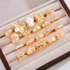 Retro Kreativ Blume Strass Design Ringe Set Für Frauen Mode Elegant Einfach Perle Geometrisch Dick Ring Täglich Datum Schmuck
