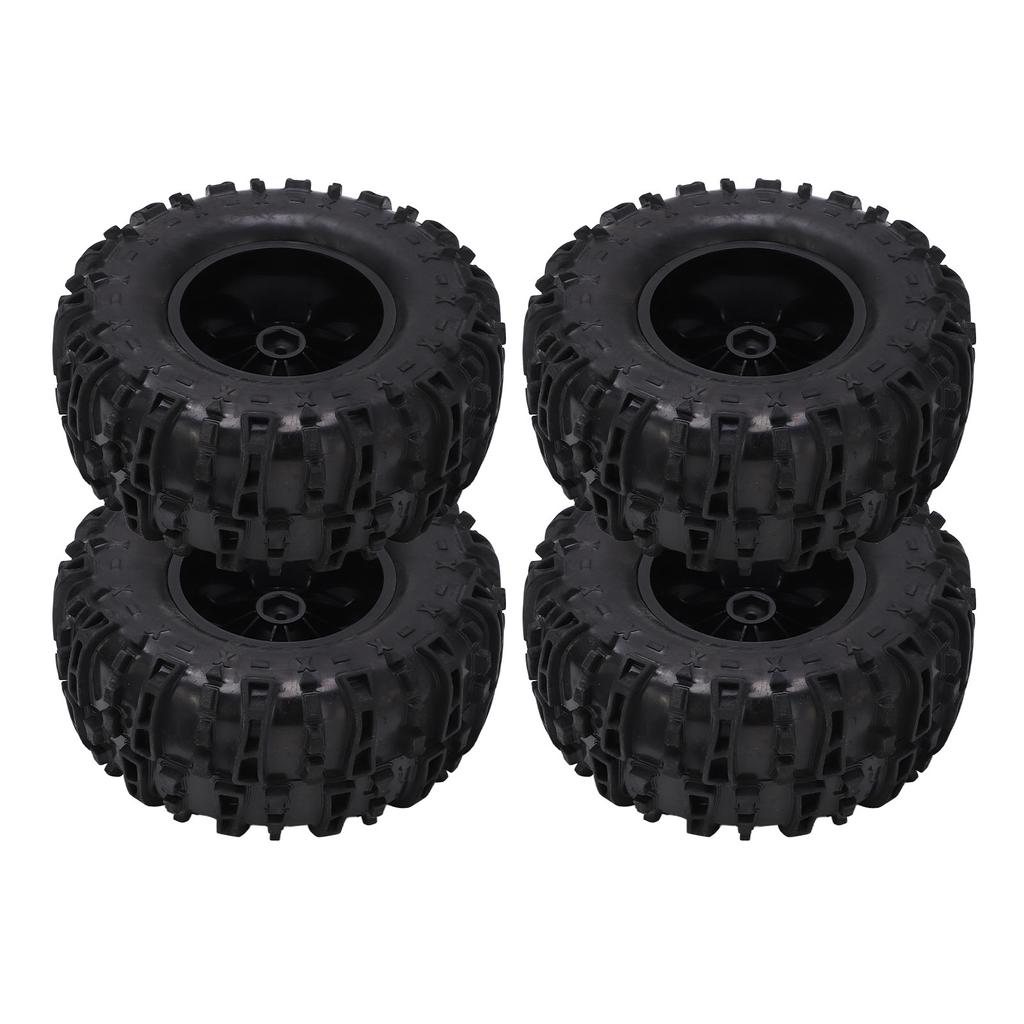 RC Vehicle Wheels and Tires Set Black with Plastic Hub for Monster Truck 18 110 Short Course Truck