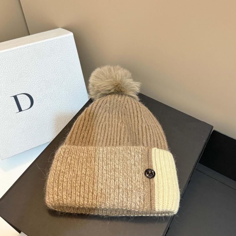 Winter Knit Hat With Rabbit Fur Fleece Ear Flaps Pom Warm Windproof Women
