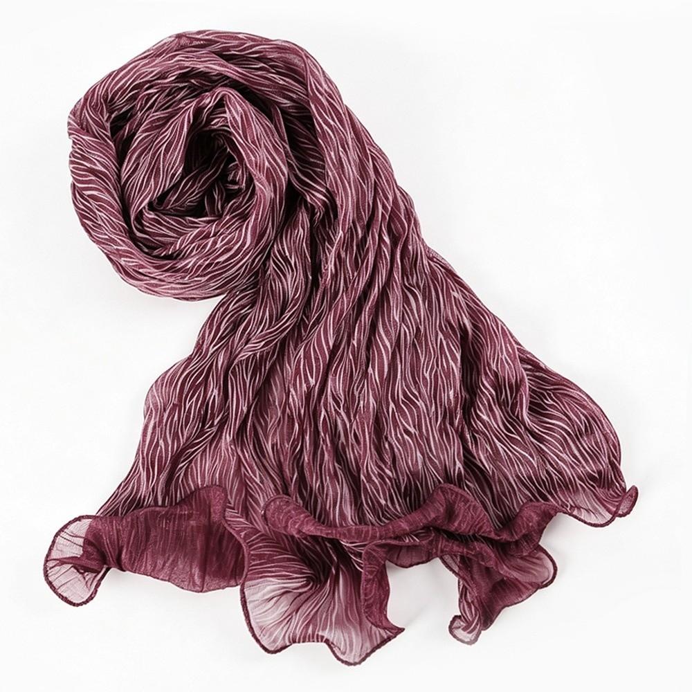 Ruffled Edge Silk Scarf Stripes Chiffon Hijab Veil High Qulaity Sunscreen Headscarf  Outdoor
