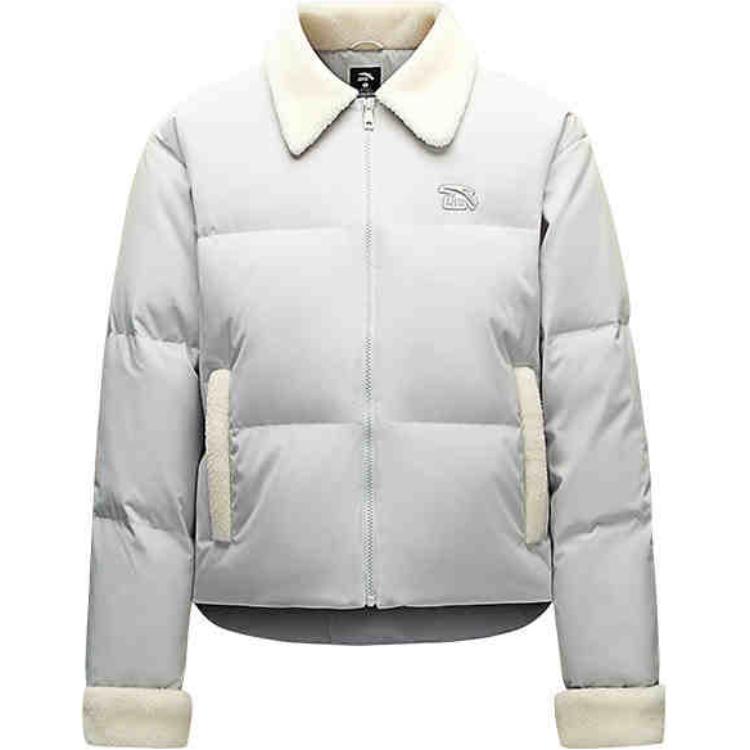 Anta Gradient Zipper Collar Comfortable Breathable Versatile Casual Down Jacket Women Outerwear Cloud-Gray 962448904-1
