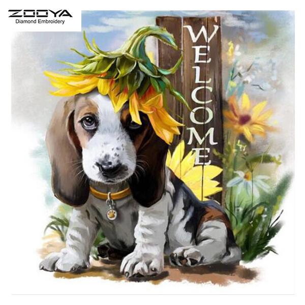 

ZOOYA DIY 3D квадратная алмазная живопись мультфильм собаки вышивка крестиком домашний декор