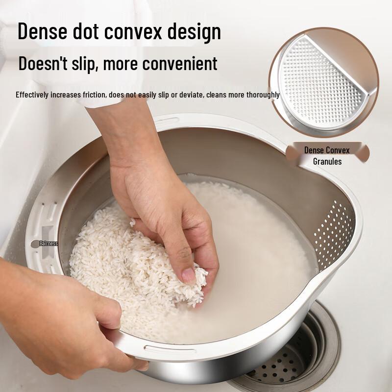 Bernice King Kong Stal nierdzewna Miska do mycia ryżu Zestaw