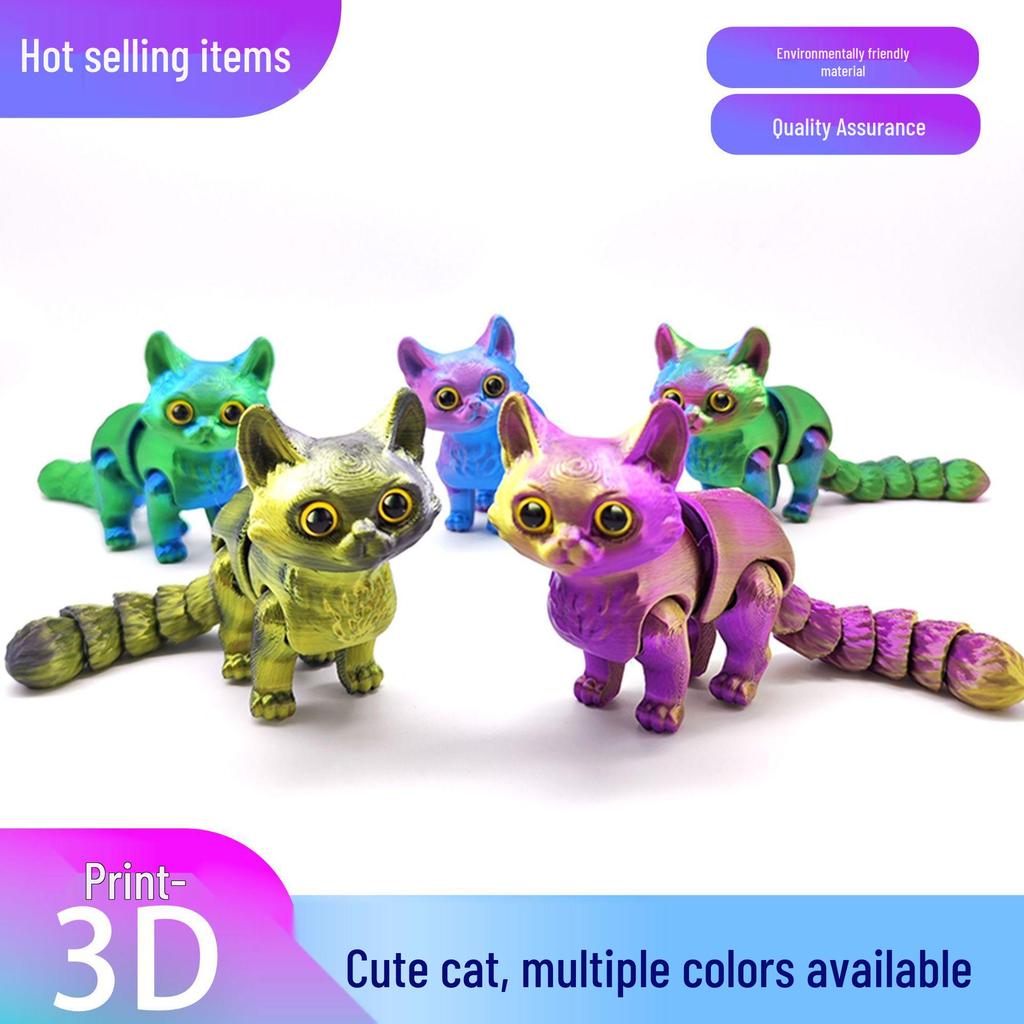 3D Printed Cute Kitten Desktop Ornament Model