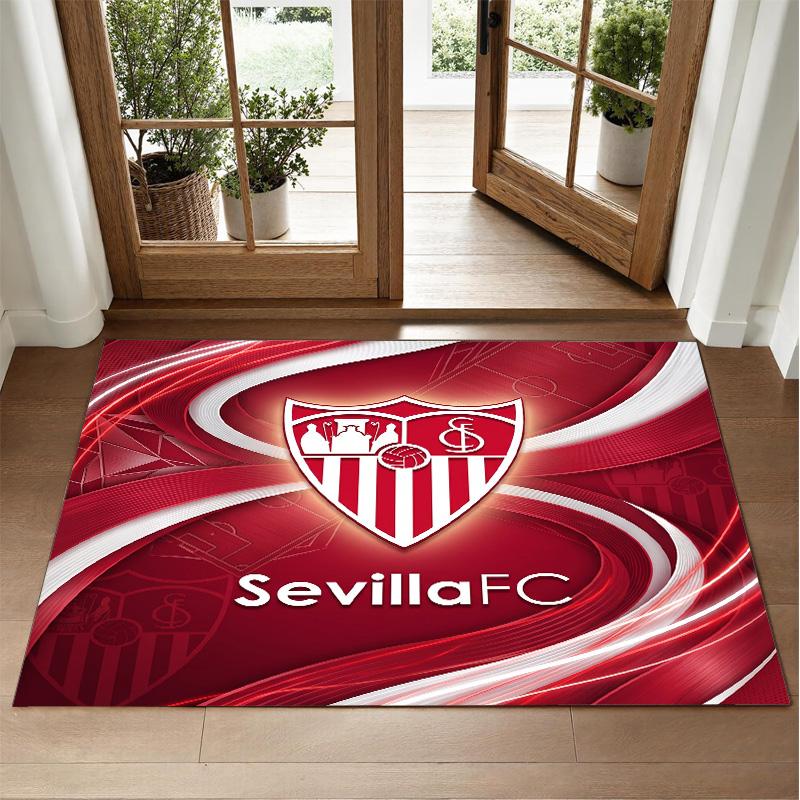 Sevilla FC Design Crystal Velvet Rug Soft Decorative Mat for Bedroom Entrance