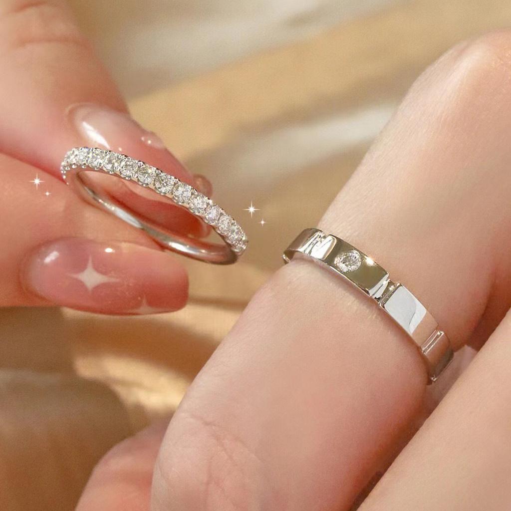 Sugar Cube Couple Ring Niche Lamp Luxury High-End Design Female Ins Live Pair Ring Simple And Versatile Ring Premium