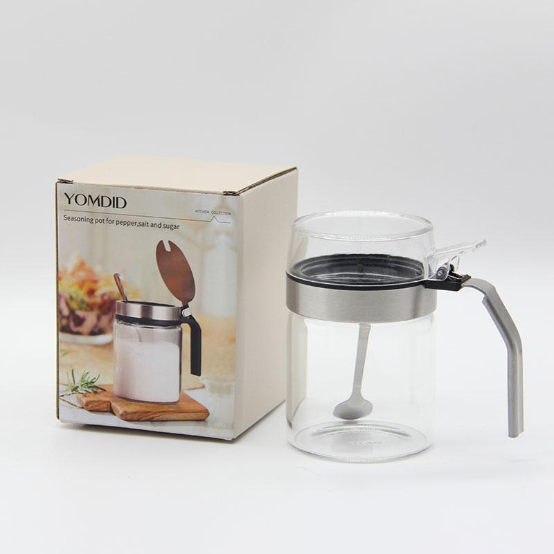 YOMDID Seasoning Pot Glass Bottle Condiment Storage Box Salt Pepper Pot Sugar Flavoring Container With PP Lid Kitchen Supplies