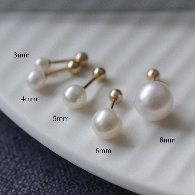 

925 Sterling Silver Delicate Shell Pearls Mini Stud Earrings for Women Korean Sweet Temperament Jewelry Accessories Silver 4MM