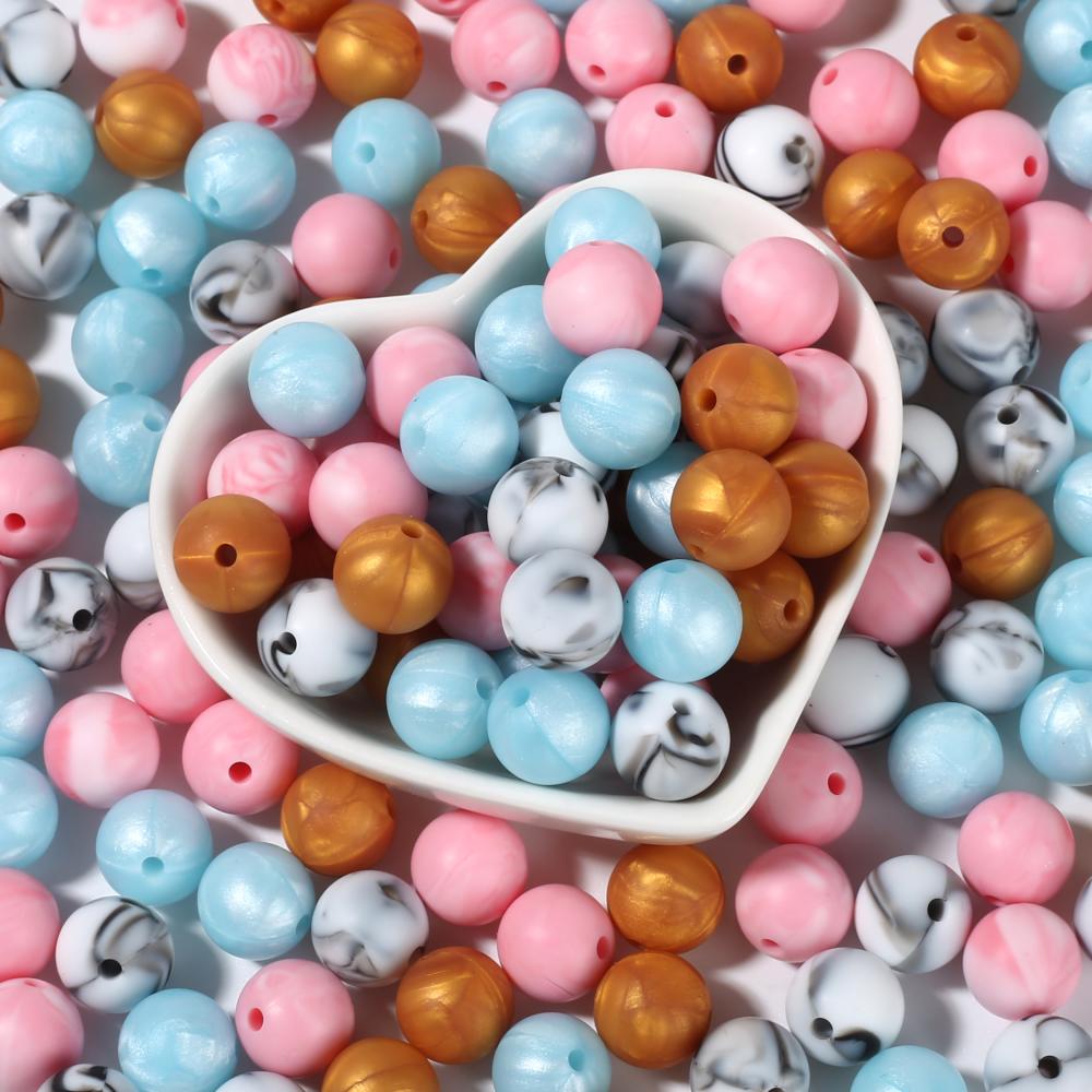 50Pc 12mm 19Color Silicone Round Bead Food Grade Teether Chew Bead For Handmade Baby Pacifier Chain DIY Jewelry Making Accessory