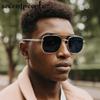 Steampunk Square Vintage Sunglasses Men  Luxury Brand Trendy Metal Double Beam Sun Glasses Classic Driving Shades For Male