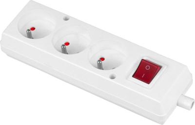 Triple Socket + Switch 16A 250V Detachable With/Wire Cable White - Vt-302-0032