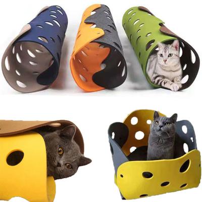 99 Former Splitsad Kattunnel Filt Pom Bo Deformerbar Kattungeleksak Vikbar Tub Hus DIY Interaktivt Husdjur Pusscat Sängar Mattor