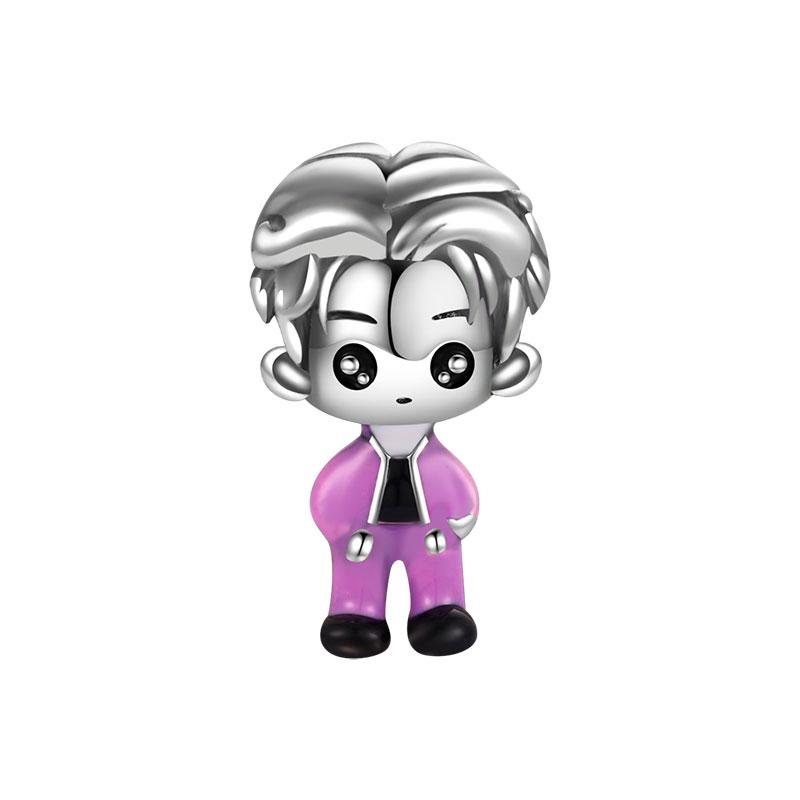 Doe-het-zelf Dames Sieraden Cadeaus Roze Paarse Serie Charms Glinsterende Oneindigheid Harten & Sterren Lavendel Bloemen Kralen Passend op Originele Armband