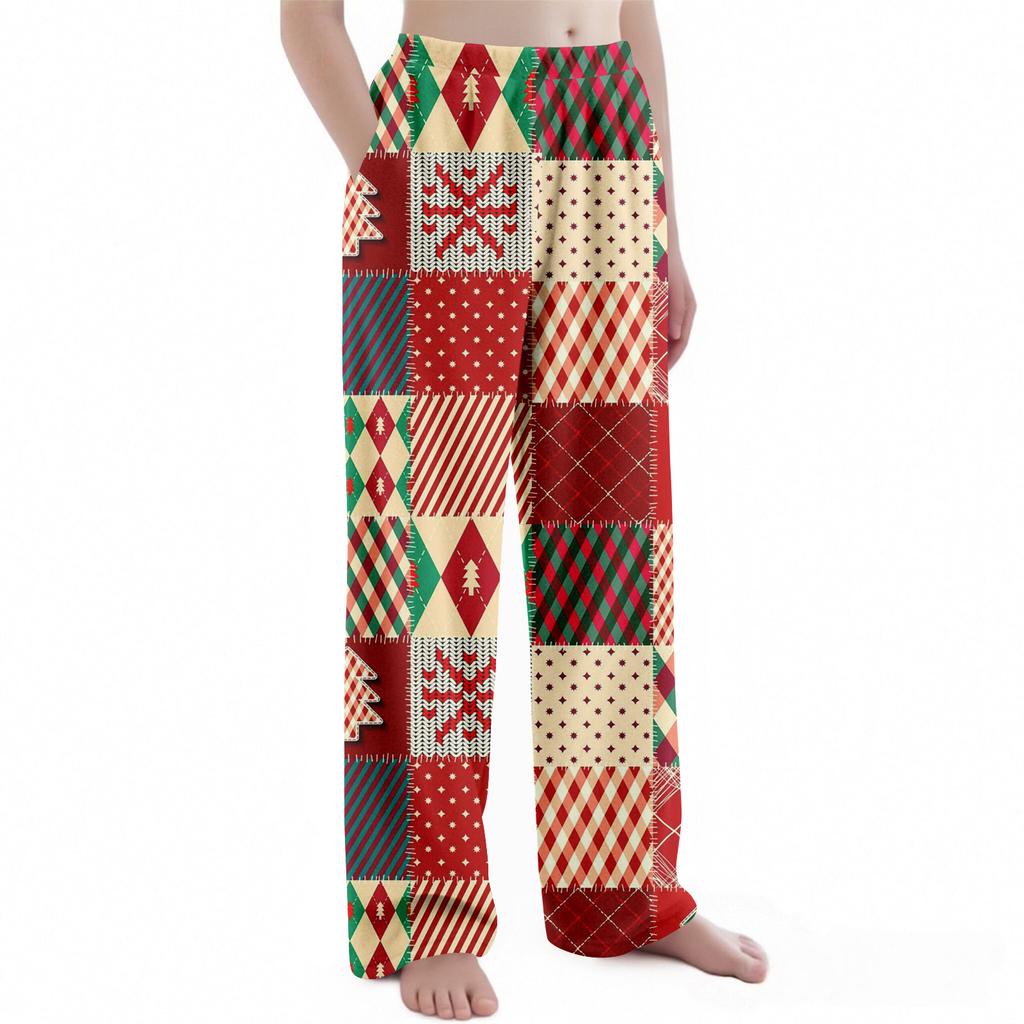 Dětské vánoční kalhoty s potiskem plyšové ležérní kalhoty