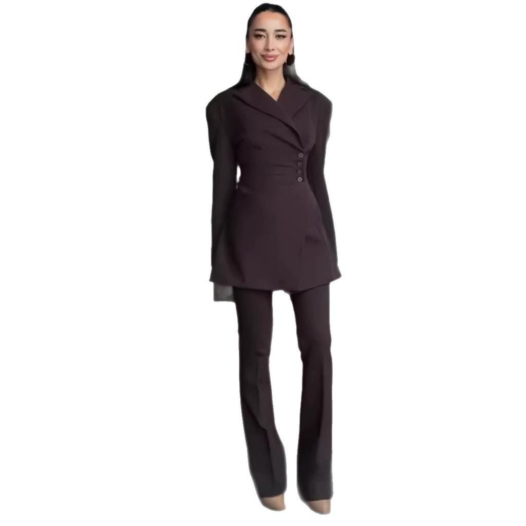 Amazon Cross-border 2026 Autumn New Cross-border European and American Button Long-sleeved Suit Jacket Straight Leggings