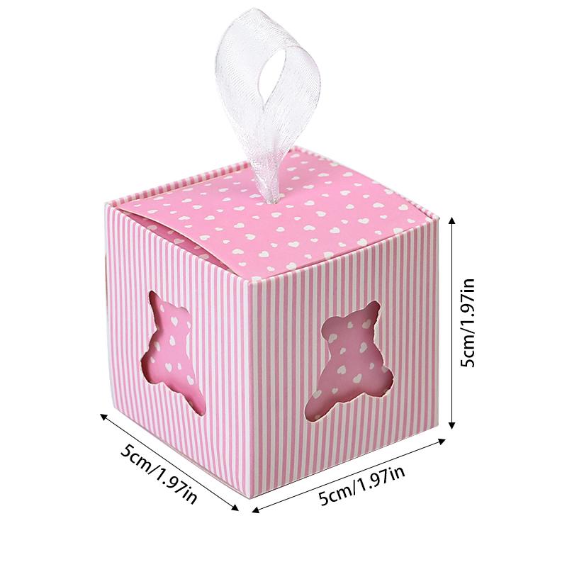 10 Stück Blau Rosa Bär Pralinenschachtel Babyparty Geschenke Keksverpackung für Gäste Kindergeburtstag Party Mädchen Jungen Geschlecht Offenbaren Lieferungen