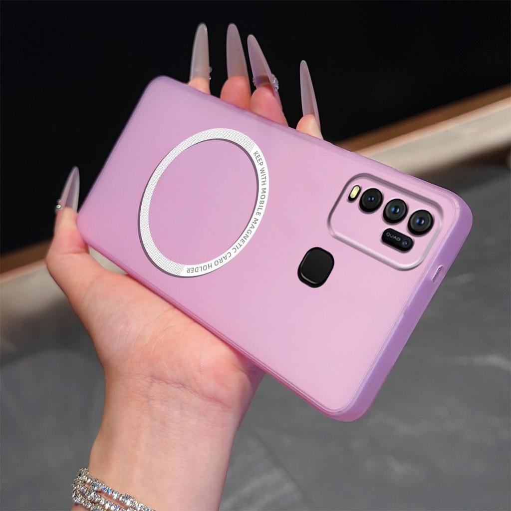 Magnetic Semi‑Transparent Matte Phone Case for Vivo Y50,Y30 4G Soft TPU Shockproof Cover