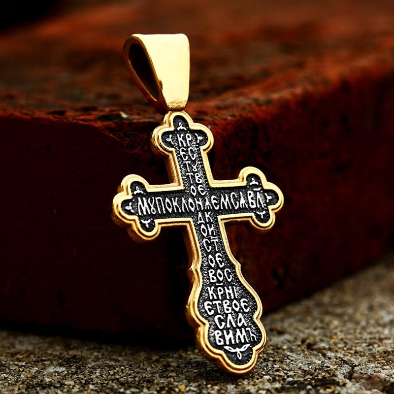BEIER 2023 New Updated Design 316L Stainless Steel Cross Jesus Pendant Catholicism Christian Jewelry Gold Color Men's Pendant