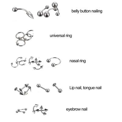 85pcs Body Jewelry Piercing Lot Stainless Steel Nose Horseshoe Lip Tongue Eyebrow Tragus Body