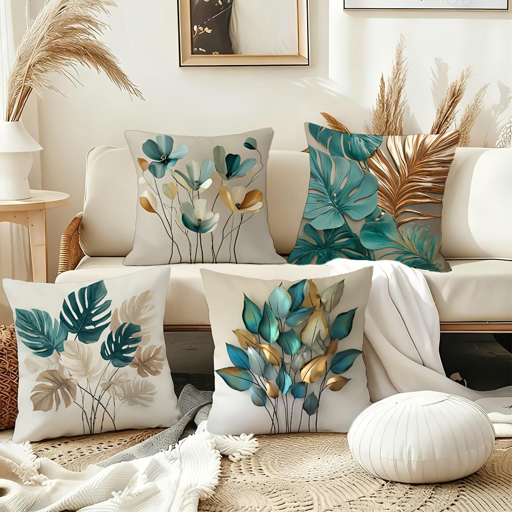 Tropical Plant Leaf Pillowcases Monstera Areca Palm Floral Cushion Covers Decorative For Sofa Living Room Bedroom Home Decor