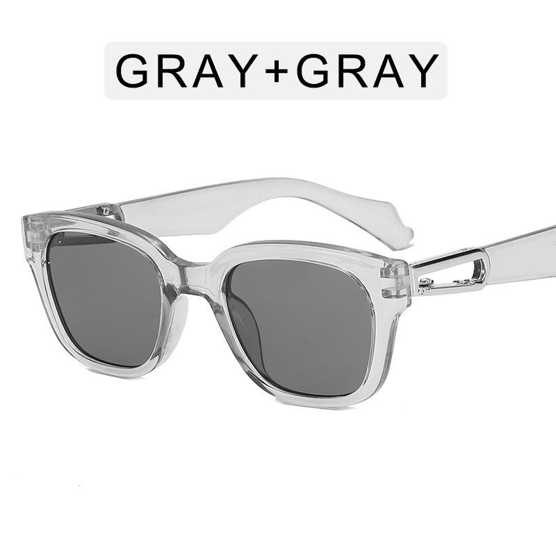 2022 Retro European & American Blue Transparent Hook Style Sunglasses for Women