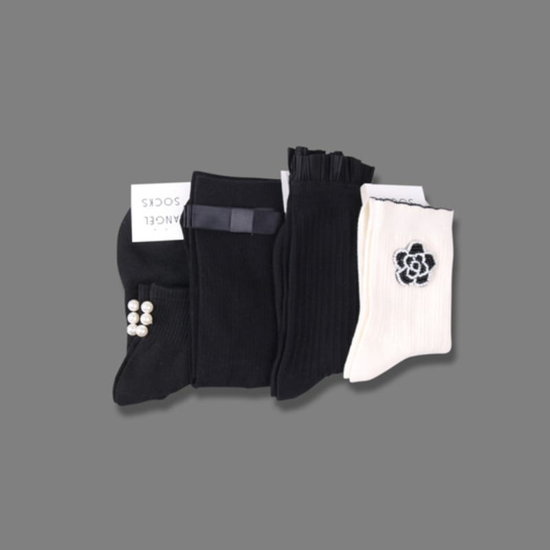 ANGEL SOCKS SET003_Chic Socks Set, Gem Jewelry, Sparkling Cubic Ribbon, Brand Gift, Return Gift Set