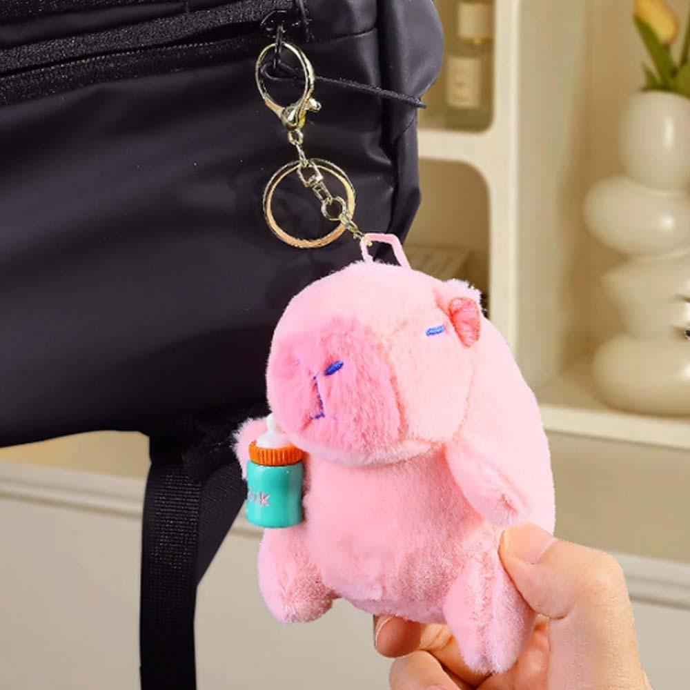 

2pcs/set Soft Plush Capybara Pendant Brown Cartoon Animal Keychain Bag Pendant