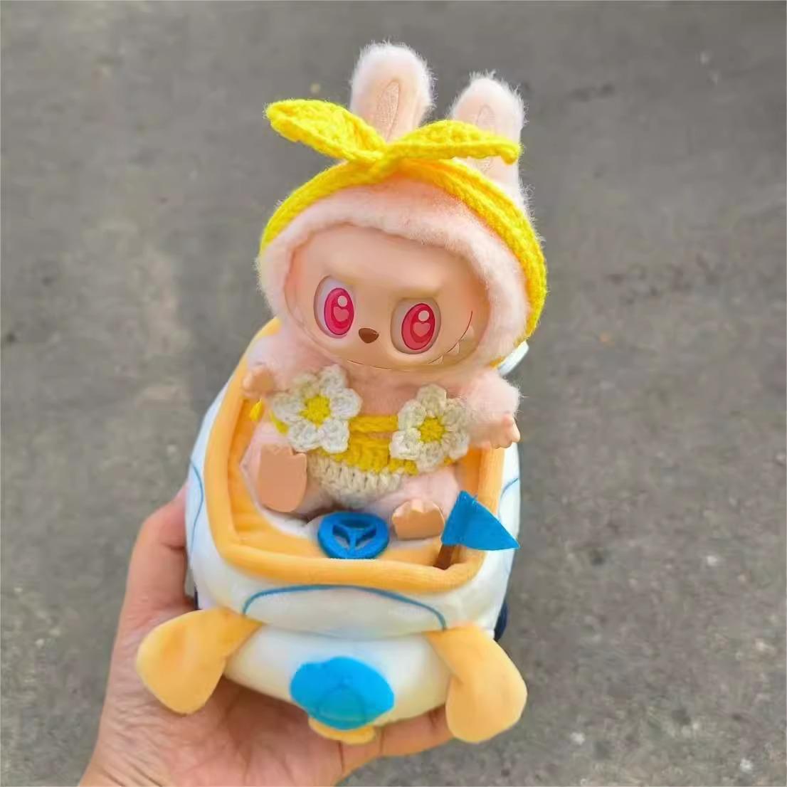 Кукла LABUBU Macaron 2-го поколения, сидящая, в одежде - Бесплатная доставка Sunflower Bikini
