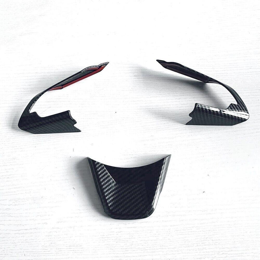 Carbon Fiber Look Steering Wheel Panel Bezel Trim Moldings For 2024 Suzuki Swift