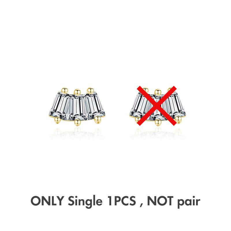 Modian 1 Piece Gold Geometric Shape Stud Earring 925 Silver Sparkling Clear CZ Earrings For Women Collocation Jewelry