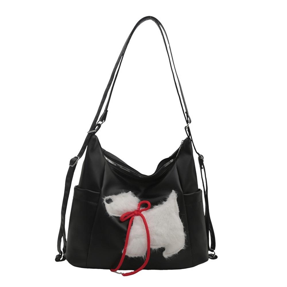 

PU Shoulder Bag Solid Color Underarm Pouch Cute Women Tote Bag Daily Use чёрный