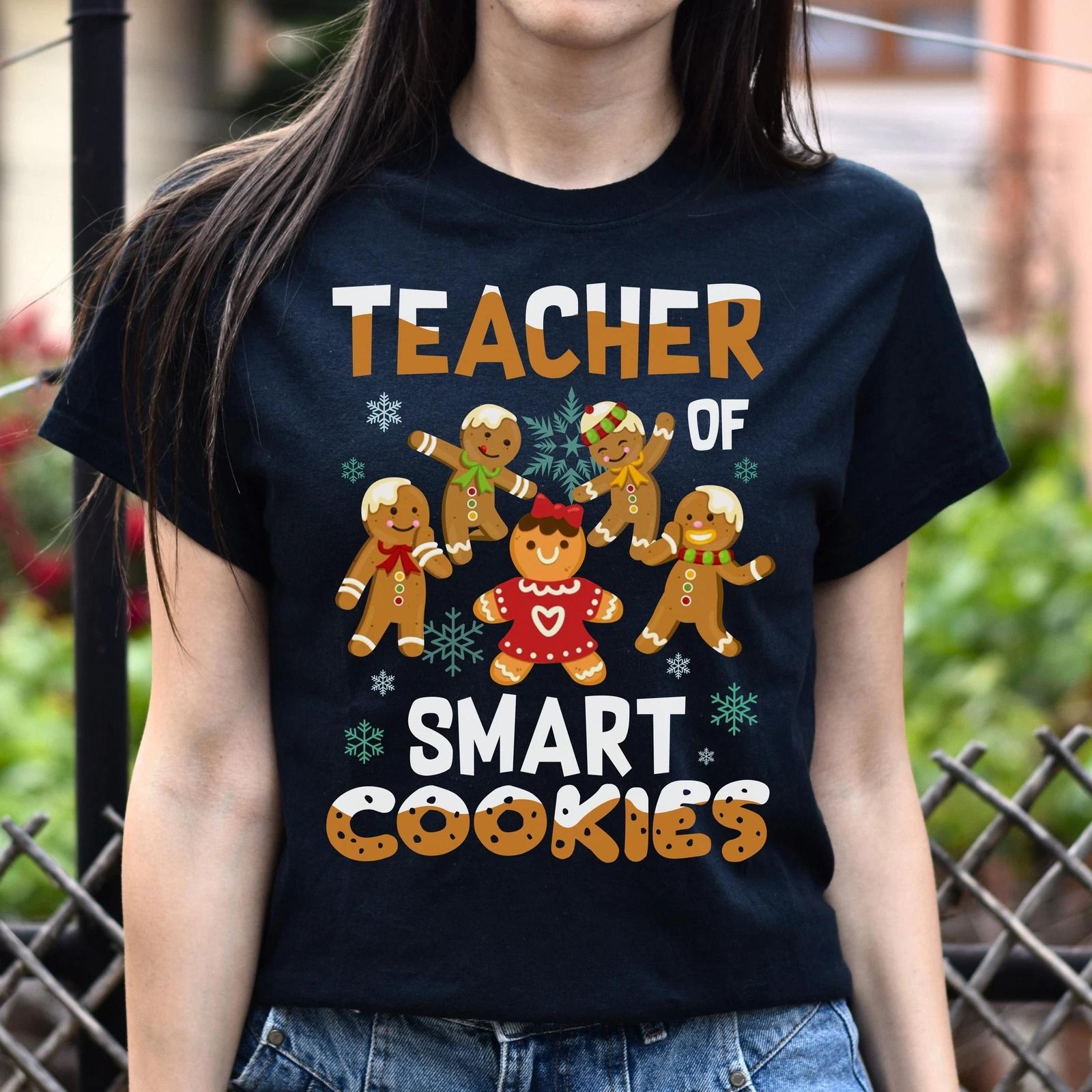 Teacher Christmas Unisex Shirt Teacher of smart cookies tee Black Dark Heather M