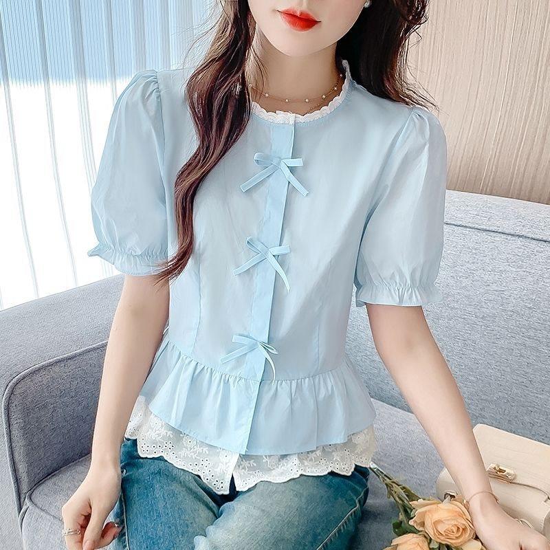 Soft Satin Butterfly Bow Blouse With 3d Pattern For Women Spring 2025