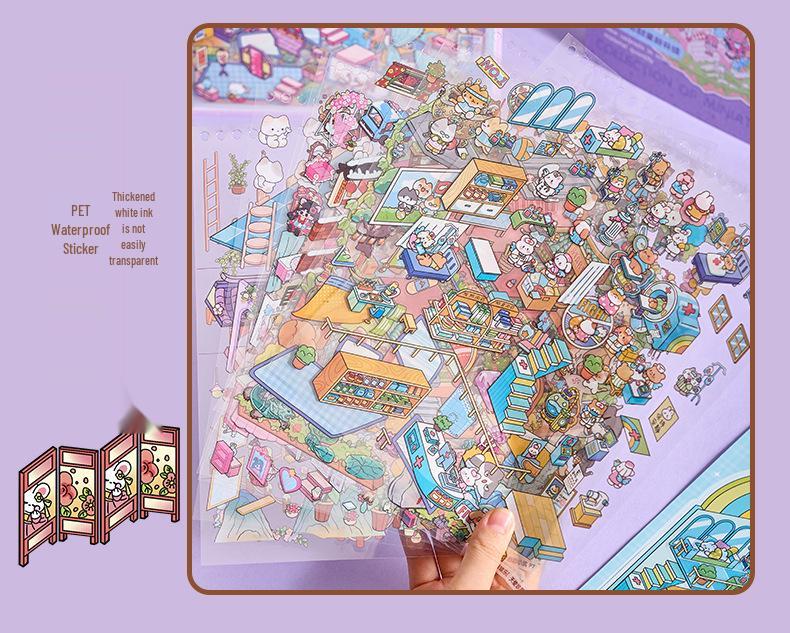 Serene Town 3D Mini Landscaping Sticker Book for Kids