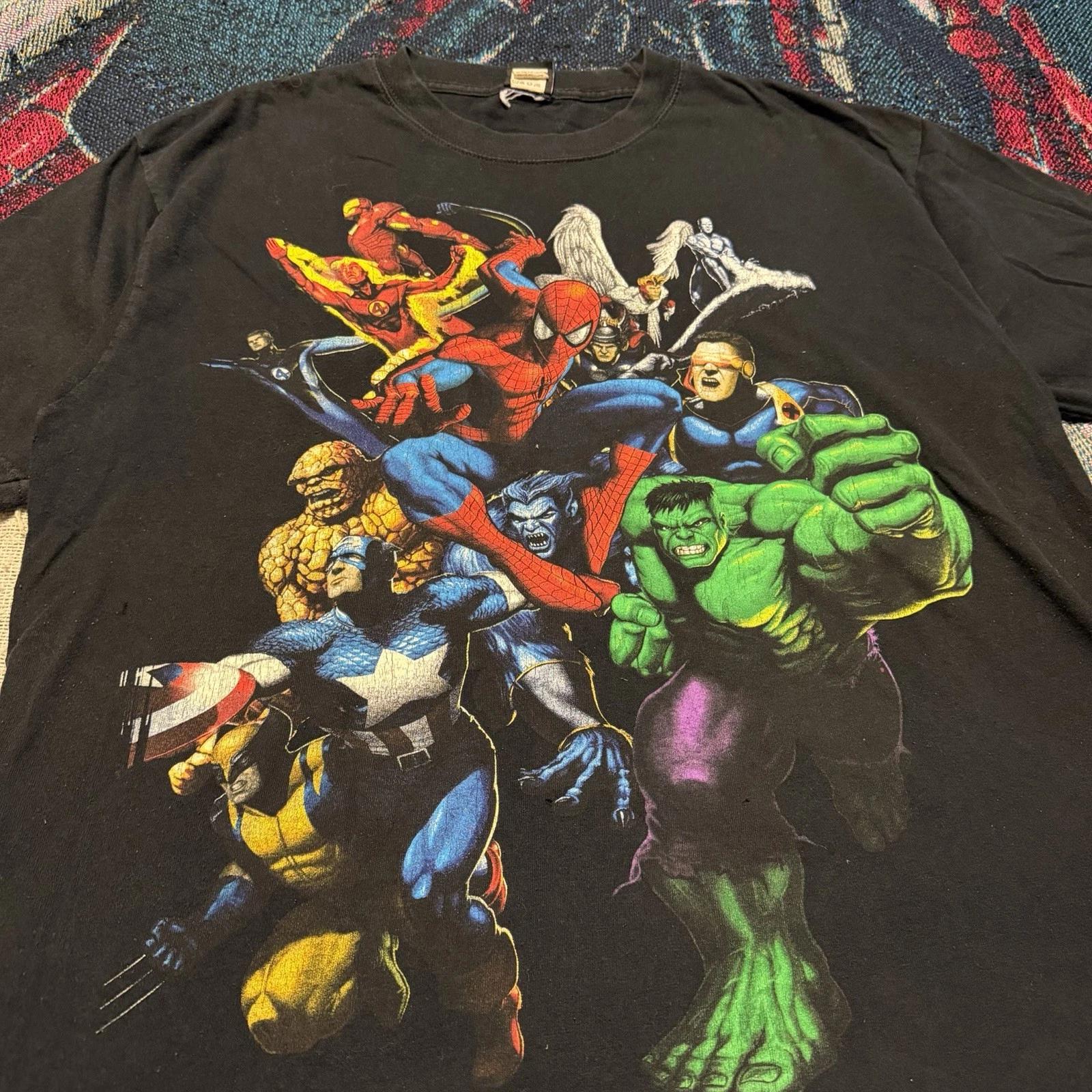 

Vintage Y2K Marvel Mad Engine Shirt Men s L Spider-Man Avengers Big Print Movie S