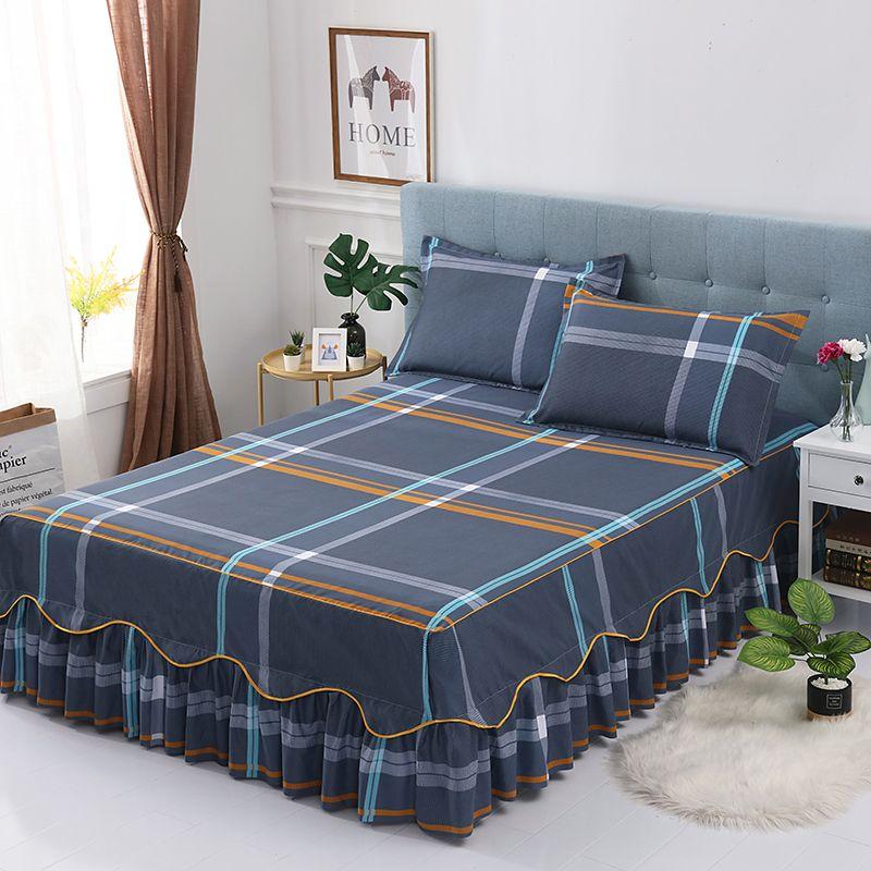 Lace Skirts Bedding Set Bedspread Elastic Fitted Mattress Cover Bedsheet Couple Quilt Single 3Pcs Bed Sheet Cotton Pillowcase