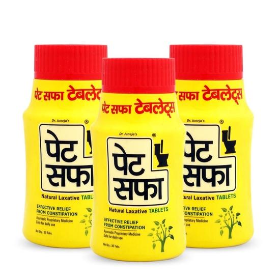 

Pet Saffa Tablets | Natural Laxative | Constipation Relief | Relief from disgetive problems like Acidity, Gas & Bloating - 30 Unit (Pack of 3)