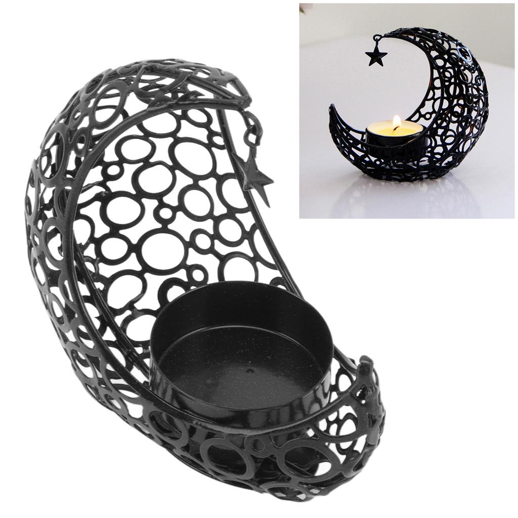 Romantic Moon Candlestick Iron Hollowed Candle Holder for Weddings Christmas Decoration Dining Coffee Table