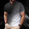 Women Short Sleeve Crew Neck T Shirt Black White Gradient Dot Halftone Geometric Print Top