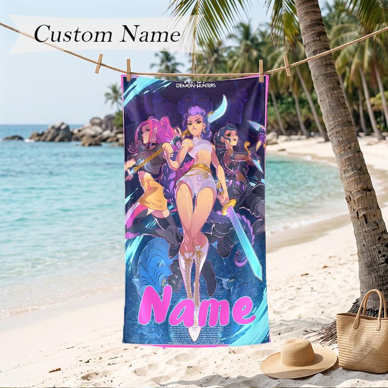 HUNTRIX Custom Name Printed Beach Towel Personalized Soft Towel For Swimming Beach Travel