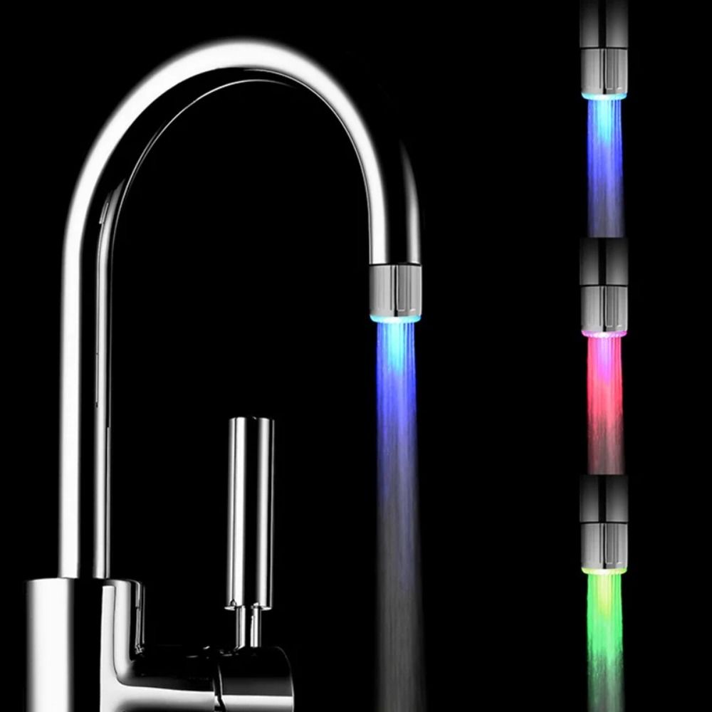 

1/3/7 цветов RGB светодиодный водопроводный кран с изменением цвета чувствительная световая насадка для крана бытовая 1 Color Temperature Control