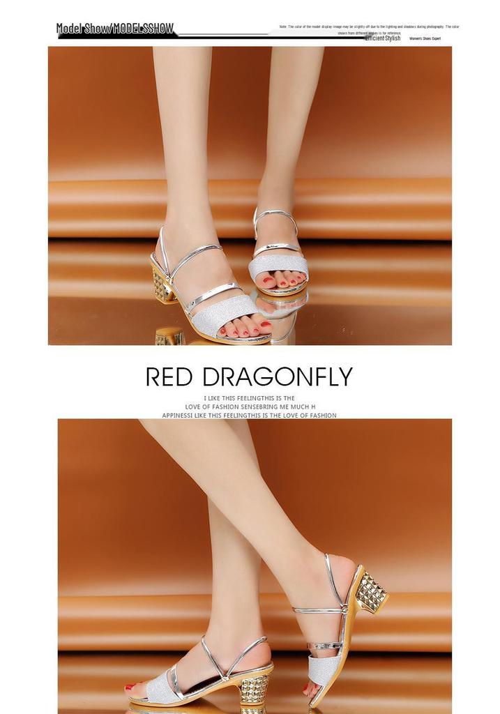 2024 Sommer Koreanischer Stil Damen Slip-on Sandalen, Dicker Mittelhoher Absatz, Offene Zehenpartie, Zweifach tragbar