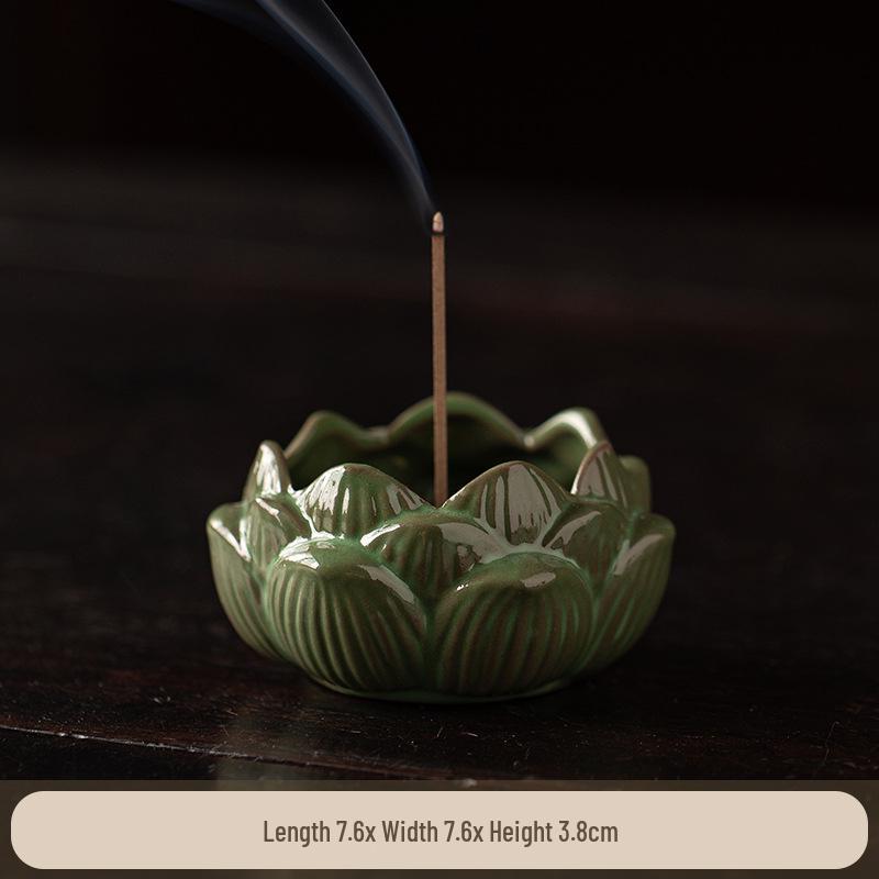 Creative Lotus Ceramic Incense Burner for Home, Zen Tea Ceremony Accessory
