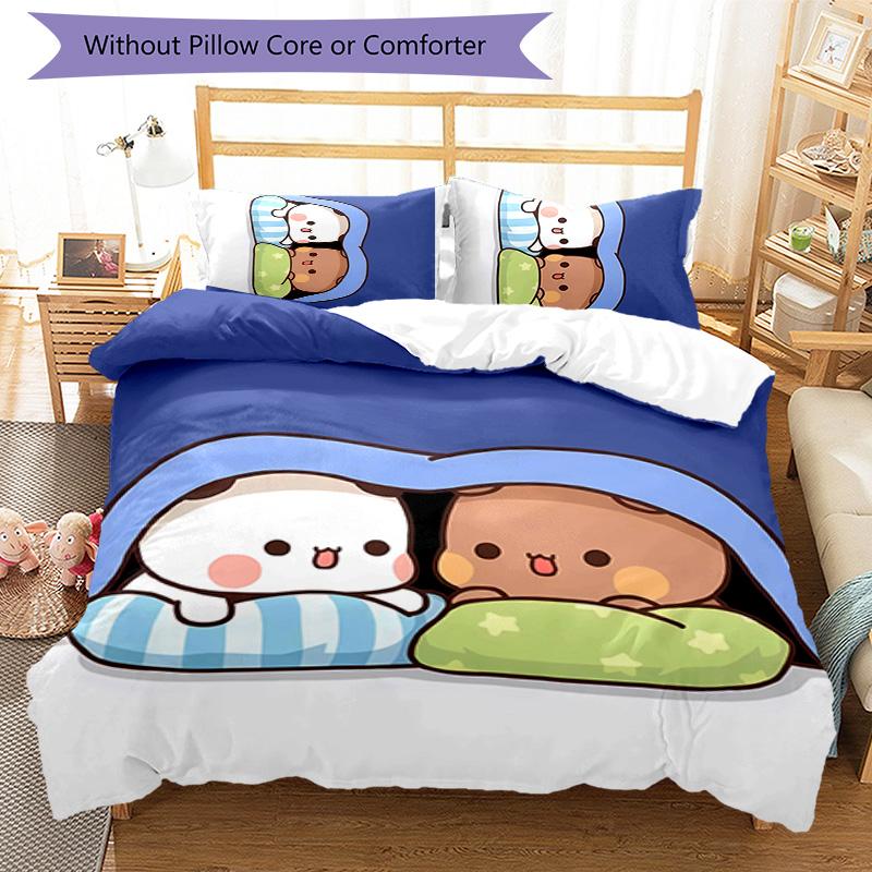 3pcs Bubu and Dudu1 Pattern Bedding Set Duvet Cover Set Includes Duvet Cover &pillowcases, Perfect All Season Bedroom Decoration & Gift