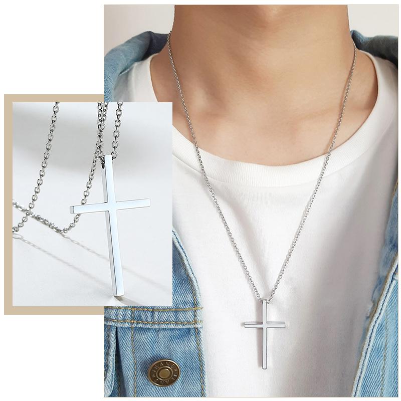 Vnox Simple Stainless Steel Cross Pendant Necklaces for Women, Prayer Religious Choker Collar Christian Gift Jewelry