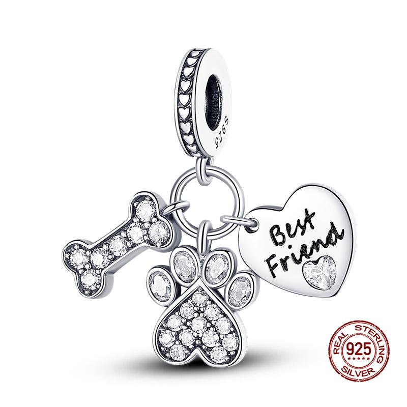 Original Charms Copper Cute Dog Paw Print Bone Series Charms Fits 3Mm Original Bracelet For Women Diy Jewelry Gifts New In